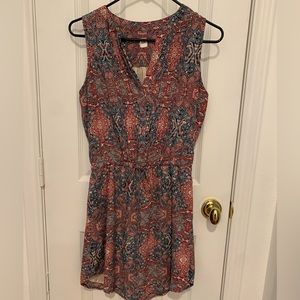 GAP XS Red, Grey, Blue Sleeveless dress w/pockets & tie waist